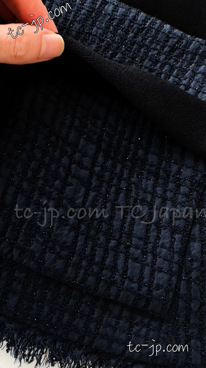 CHANEL 11S Navy Black CC Logo Button Wool Silk Jacket 40 シャネル ネイビー ブラック ココボタン ウール シルク ジャケット 即発