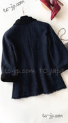 CHANEL 11S Navy Black CC Logo Button Wool Silk Jacket 40 シャネル ネイビー ブラック ココボタン ウール シルク ジャケット 即発