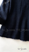 CHANEL 11S Navy Black CC Logo Button Wool Silk Jacket 36 40 シャネル ネイビー ブラック ココボタン ウール シルク ジャケット 即発