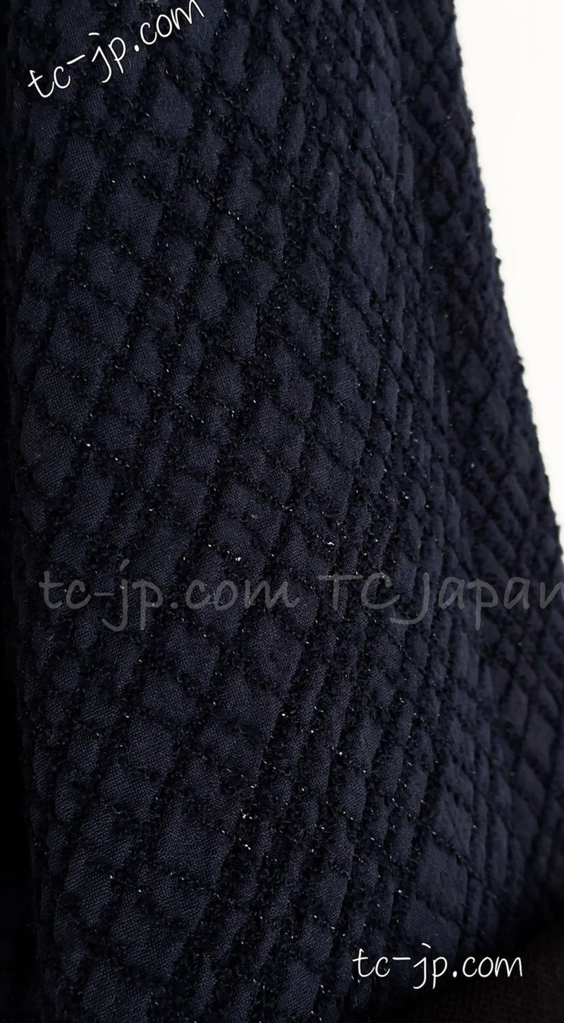 CHANEL 11S Navy Black CC Logo Button Wool Silk Jacket 36 40 シャネル ネイビー ブラック ココボタン ウール シルク ジャケット 即発