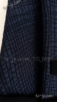 CHANEL 11S Navy Black CC Logo Button Wool Silk Jacket 36 40 シャネル ネイビー ブラック ココボタン ウール シルク ジャケット 即発