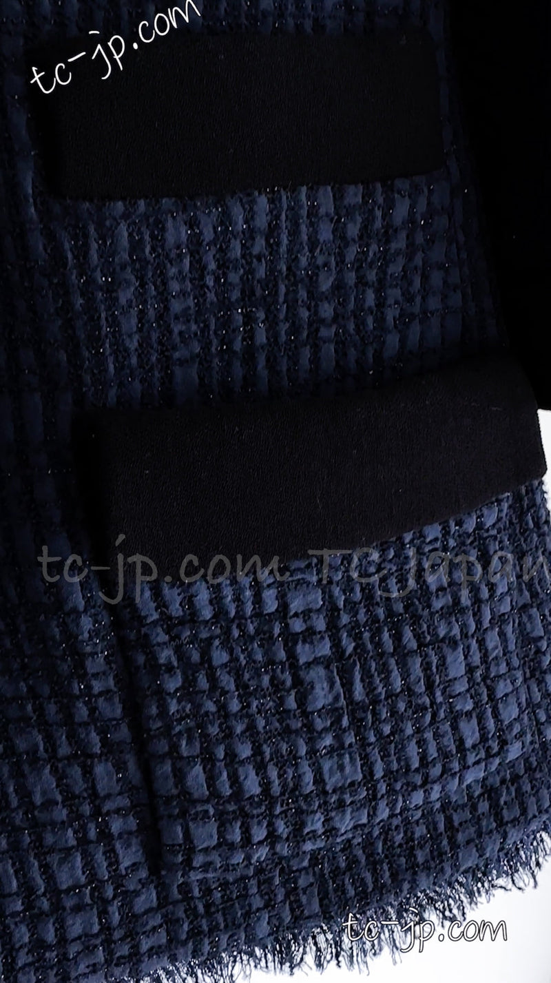 CHANEL 11S Navy Black CC Logo Button Wool Silk Jacket 36 40 シャネル ネイビー ブラック ココボタン ウール シルク ジャケット 即発