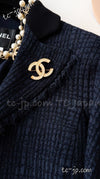CHANEL 11S Navy Black CC Logo Button Wool Silk Jacket 40 シャネル ネイビー ブラック ココボタン ウール シルク ジャケット 即発