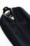 CHANEL 15B Black Wool Piping Collarless Jacket 34 36 38 シャネル ブラック ウール パイピング ノーカラー ジャケット 即発