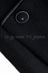 CHANEL 15B Black Wool Piping Collarless Jacket 34 36 38 シャネル ブラック ウール パイピング ノーカラー ジャケット 即発