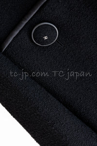 CHANEL 15B Black Wool Piping Collarless Jacket 34 36 38 シャネル ブラック ウール パイピング ノーカラー ジャケット 即発