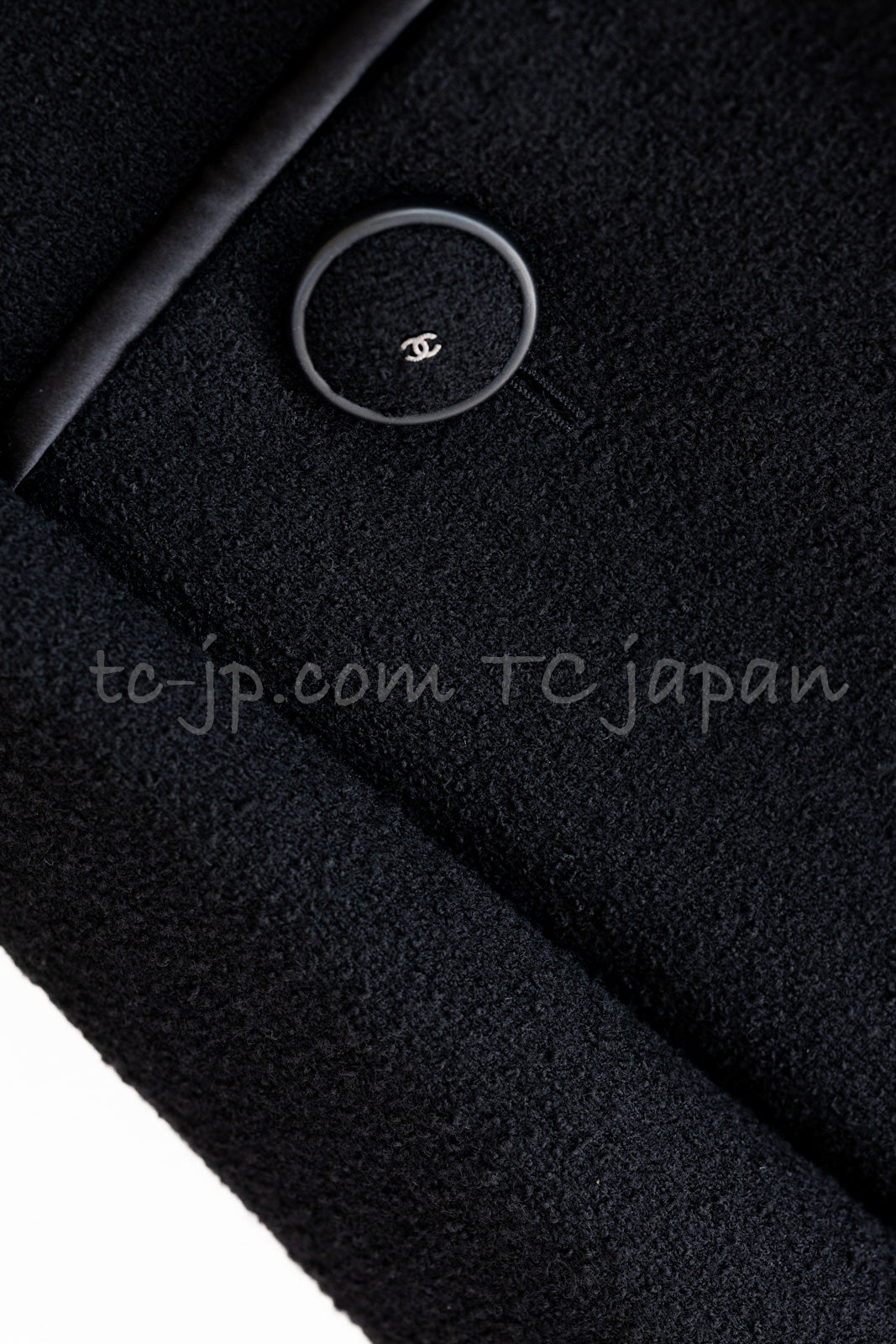 CHANEL 15B Black Wool Piping Collarless Jacket 34 36 38 シャネル ブラック ウール パイピング ノーカラー ジャケット 即発