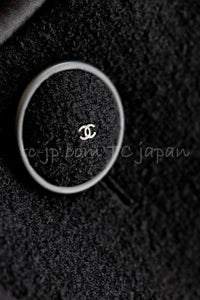 CHANEL 15B Black Wool Piping Collarless Jacket 34 36 38 シャネル ブラック ウール パイピング ノーカラー ジャケット 即発