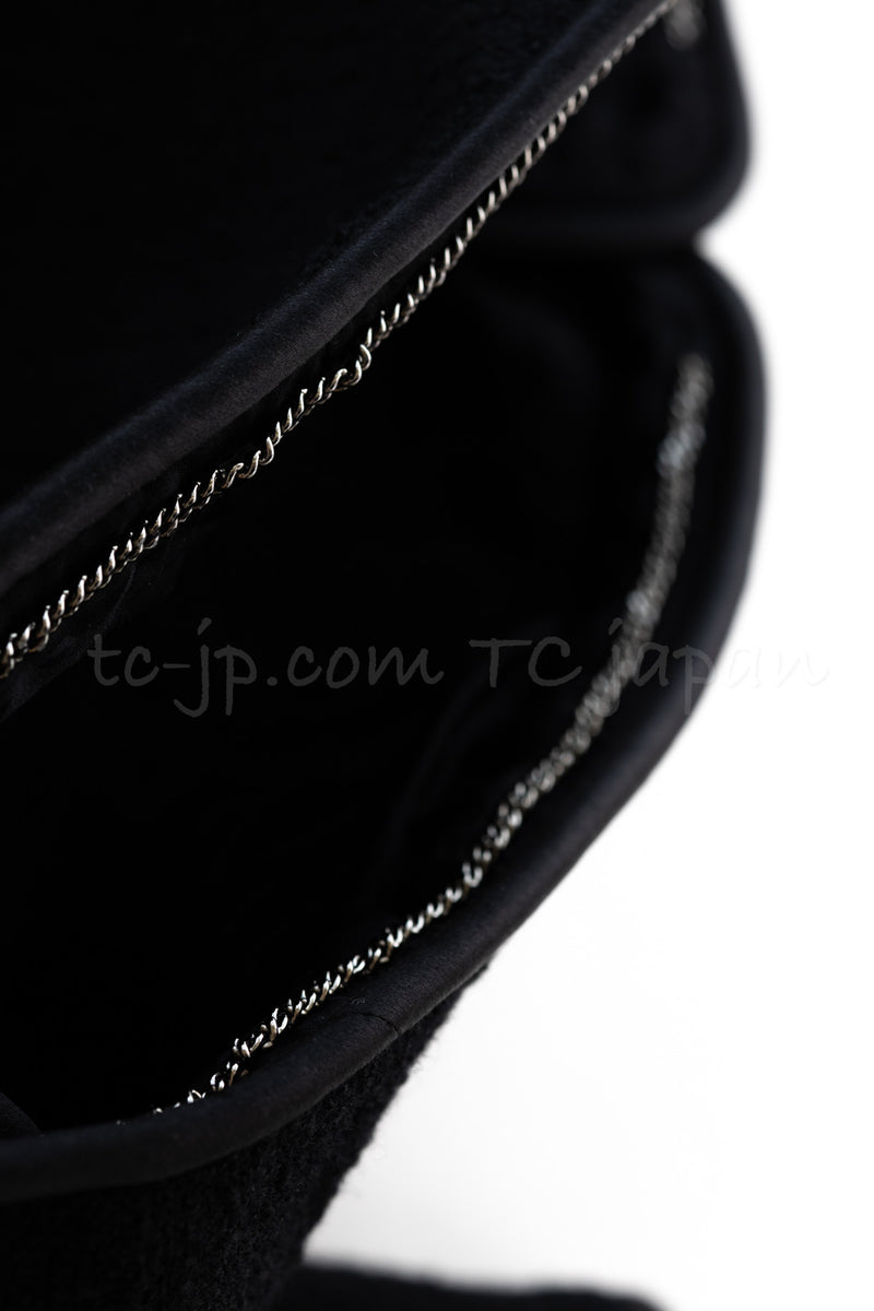 CHANEL 15B Black Wool Piping Collarless Jacket 34 36 38 シャネル ブラック ウール パイピング ノーカラー ジャケット 即発
