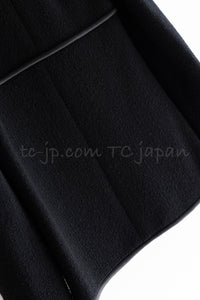 CHANEL 15B Black Wool Piping Collarless Jacket 34 36 38 シャネル ブラック ウール パイピング ノーカラー ジャケット 即発