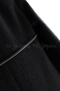 CHANEL 15B Black Wool Piping Collarless Jacket 34 36 38 シャネル ブラック ウール パイピング ノーカラー ジャケット 即発