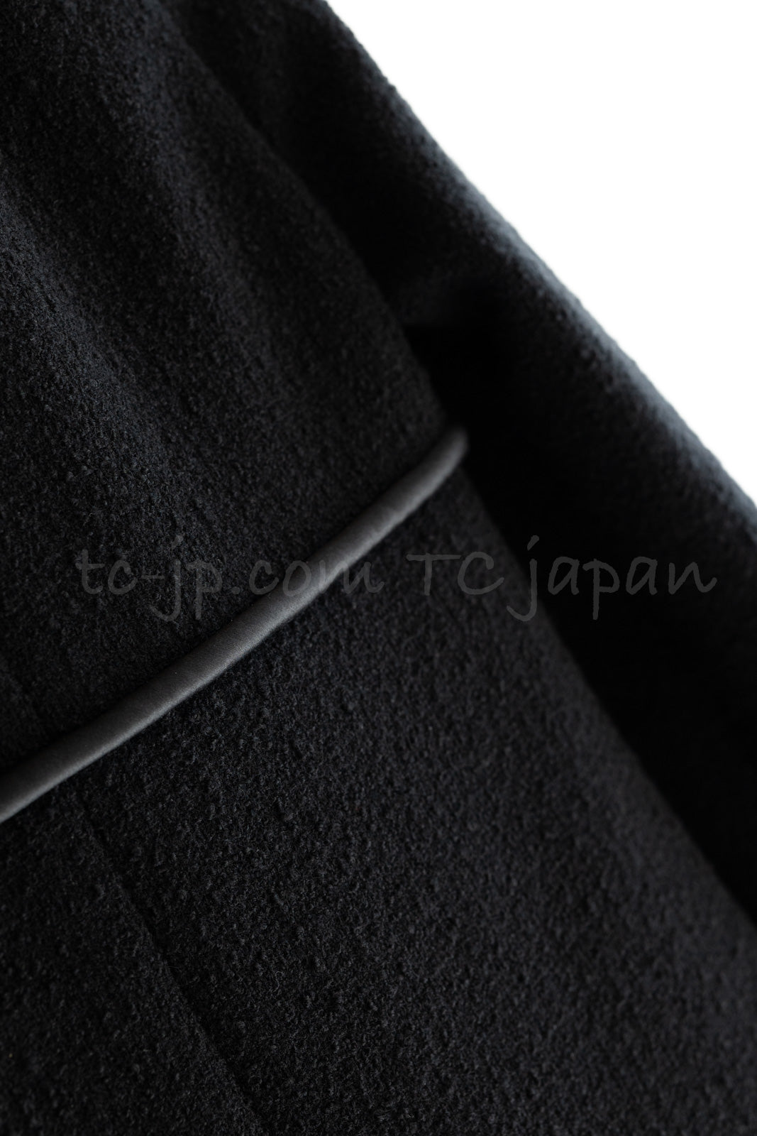 CHANEL 15B Black Wool Piping Collarless Jacket 34 36 38 シャネル ブラック ウール パイピング ノーカラー ジャケット 即発