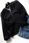 CHANEL 15B Black Wool Piping Collarless Jacket 34 36 38 シャネル ブラック ウール パイピング ノーカラー ジャケット 即発