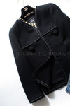 CHANEL 15B Black Wool Piping Collarless Jacket 34 36 38 シャネル ブラック ウール パイピング ノーカラー ジャケット 即発