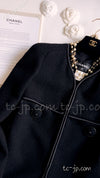 CHANEL 15B Black Wool Piping Collarless Jacket 34 36 38 シャネル ブラック ウール パイピング ノーカラー ジャケット 即発