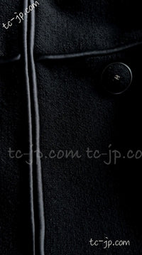 CHANEL 15B Black Wool Piping Collarless Jacket 34 36 38 シャネル ブラック ウール パイピング ノーカラー ジャケット 即発