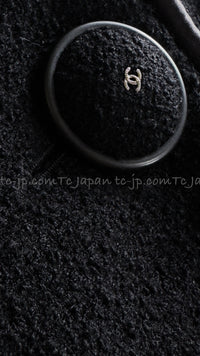 CHANEL 15B Black Wool Piping Collarless Jacket 34 36 38 シャネル ブラック ウール パイピング ノーカラー ジャケット 即発