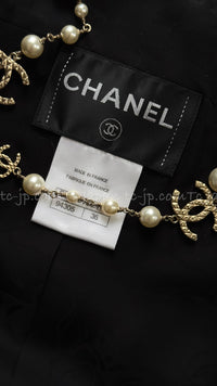 CHANEL 15B Black Wool Piping Collarless Jacket 34 36 38 シャネル ブラック ウール パイピング ノーカラー ジャケット 即発