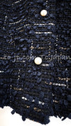 CHANEL 04S Black Navy Metallic Pearl Button Jacket 34 シャネル ブラック ネイビー メタリック パールボタン ジャケット 即発