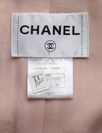 CHANEL 09C Pink Wool Silk Alpaca Silk Stand Collar Camellia Buttons Jacket 38 シャネル ピンク ウール アルパカ シルク スタンド カラー カメリア ボタン ジャケット 即発 - TC JAPAN
