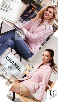 CHANEL 09C Pink Wool Silk Alpaca Silk Stand Collar Camellia Buttons Jacket 38 シャネル ピンク ウール アルパカ シルク スタンド カラー カメリア ボタン ジャケット 即発