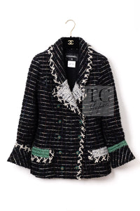 CHANEL 09A Black Green Wool Silk Mohair Jacket Skirt Suit 38 3