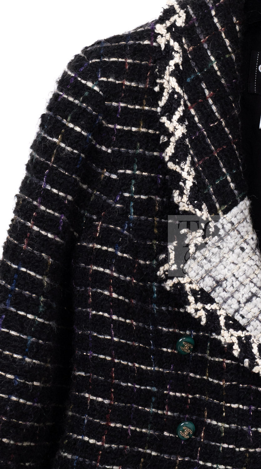 CHANEL 09A Black Green Wool Silk Mohair Jacket Skirt Suit 38 18