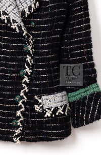 CHANEL 09A Black Green Wool Silk Mohair Jacket Skirt Suit 38 4