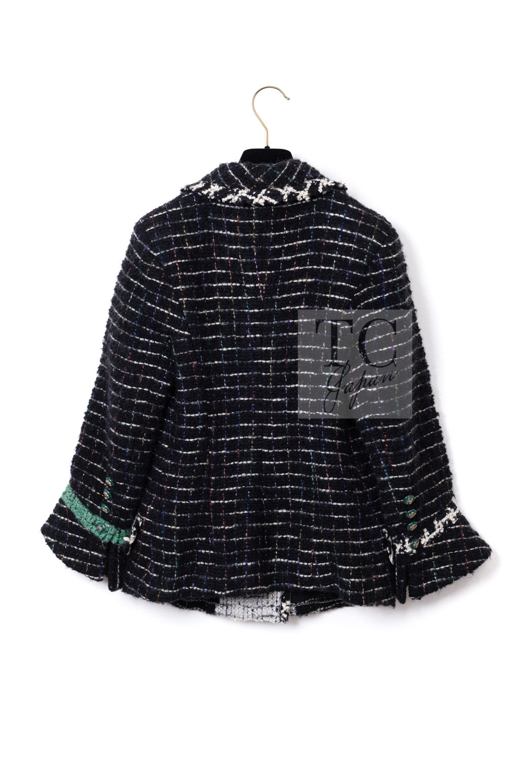 CHANEL 09A Black Green Wool Silk Mohair Jacket Skirt Suit 38 5