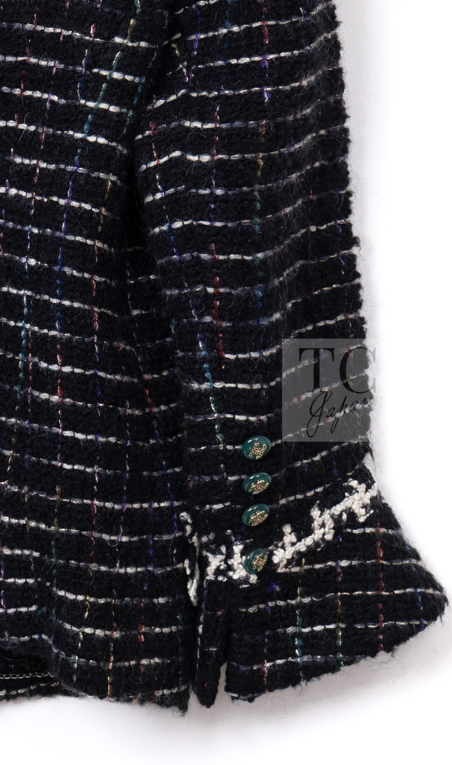 CHANEL 09A Black Green Wool Silk Mohair Jacket Skirt Suit 38 19