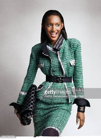 CHANEL 09A Black Green Wool Silk Mohair Jacket Skirt Suit 38 | US