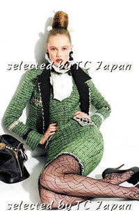 CHANEL 09A Black Green Wool Silk Mohair Jacket Skirt Suit 38 | US