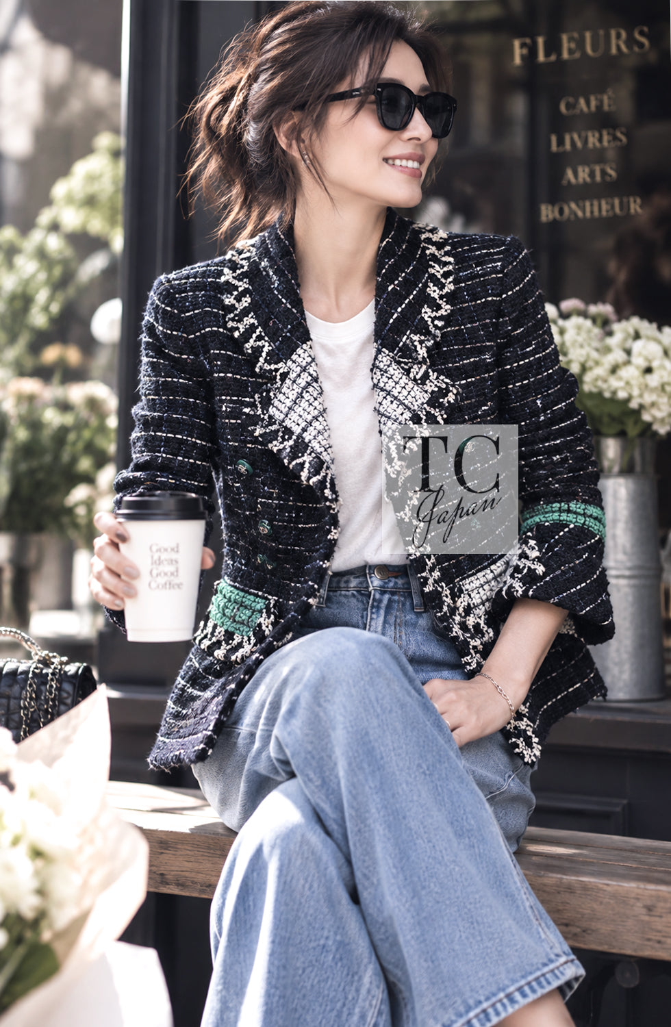 値下げ　 CHANEL  ALBION メナード等サンプルセット シャネル ジャケット スーツ CHANEL 09A ブラック グリーン ウール