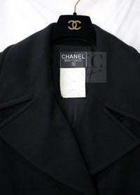 CHANEL 93A Vintage Black Double Cashmere Wool Jacket Coat 38 40 42 3