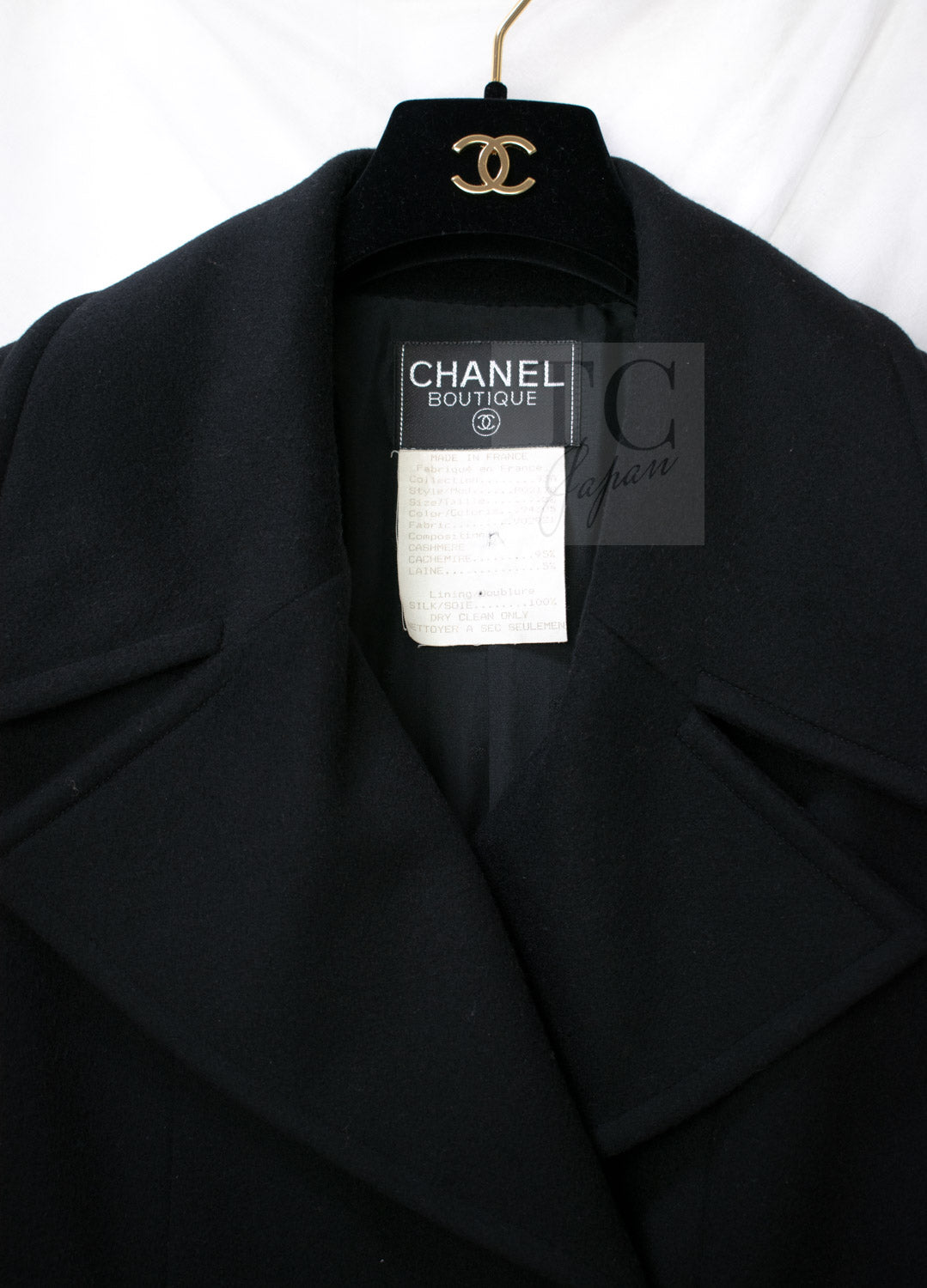 CHANEL 93A Vintage Black Double Cashmere Wool Jacket Coat 38 40 42 3