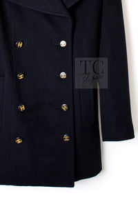 CHANEL 93A Vintage Black Double Cashmere Wool Jacket Coat 38 40 42 4