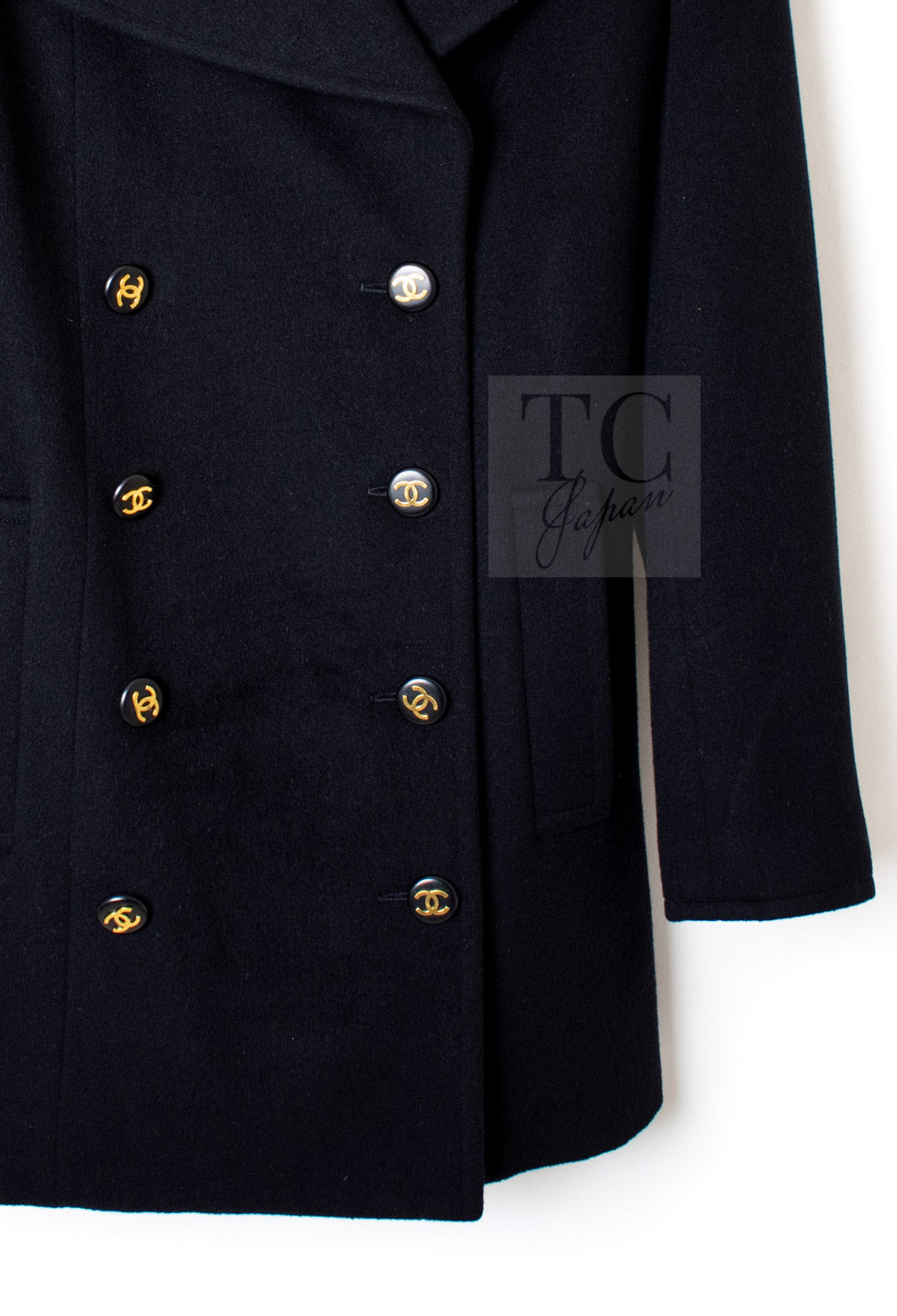 CHANEL 93A Vintage Black Double Cashmere Wool Jacket Coat 38 40 42 4