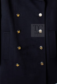 CHANEL 93A Vintage Black Double Cashmere Wool Jacket Coat 38 40 42 6
