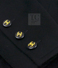 CHANEL 93A Vintage Black Double Cashmere Wool Jacket Coat 38 40 42 8