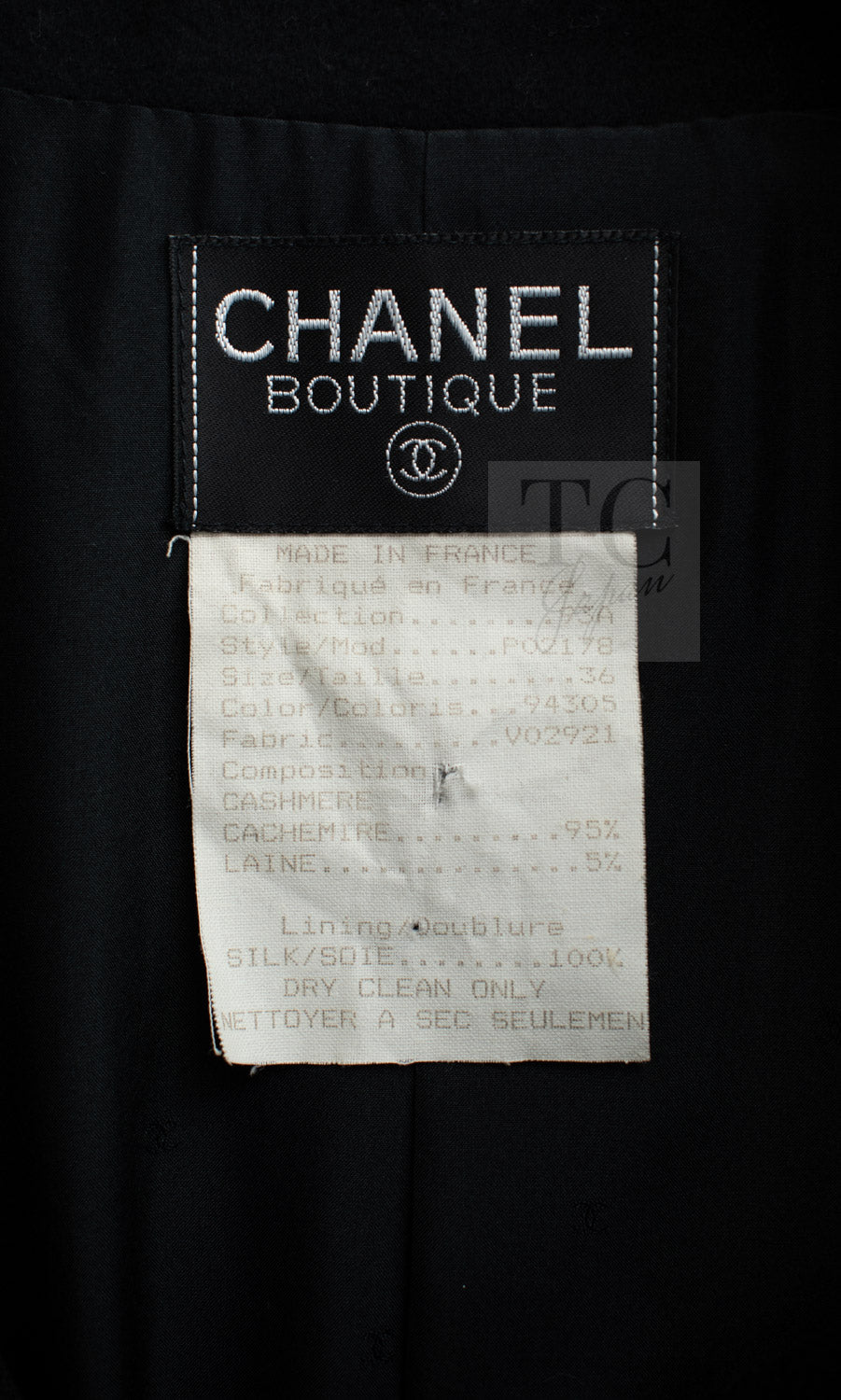 CHANEL 93A Vintage Black Double Cashmere Wool Jacket Coat 38 40 42 10