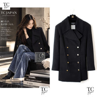 CHANEL 93A Vintage Black Double Cashmere Wool Jacket Coat 38 40 42 1