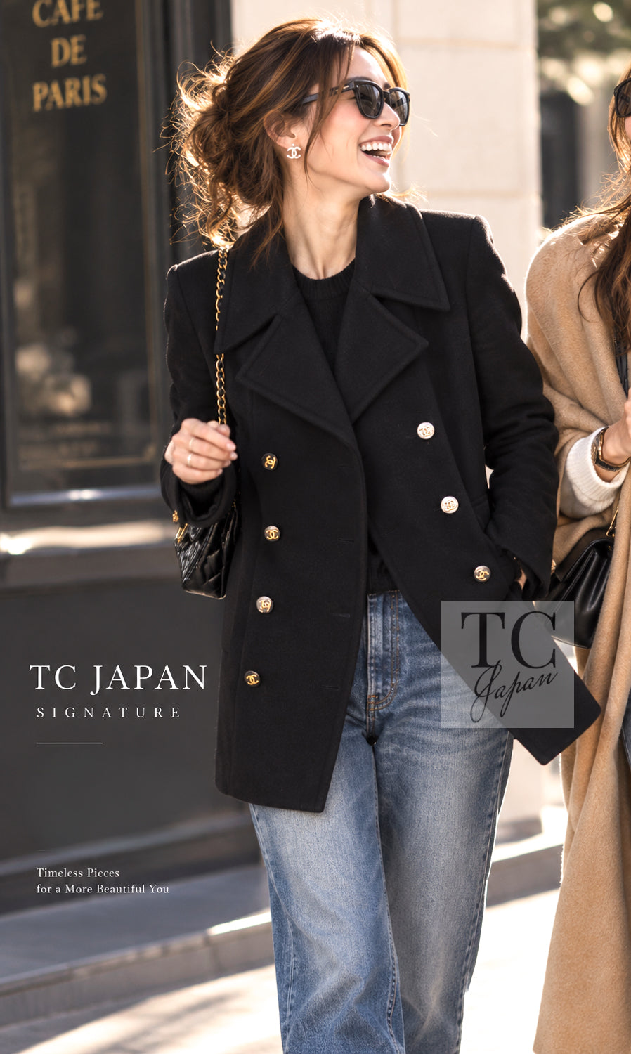 CHANEL 93A Vintage Black Double Cashmere Wool Jacket Coat 38 40 42 12