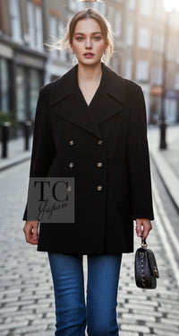 CHANEL 93A Vintage Black Double Cashmere Wool Jacket Coat 38 40 42 14