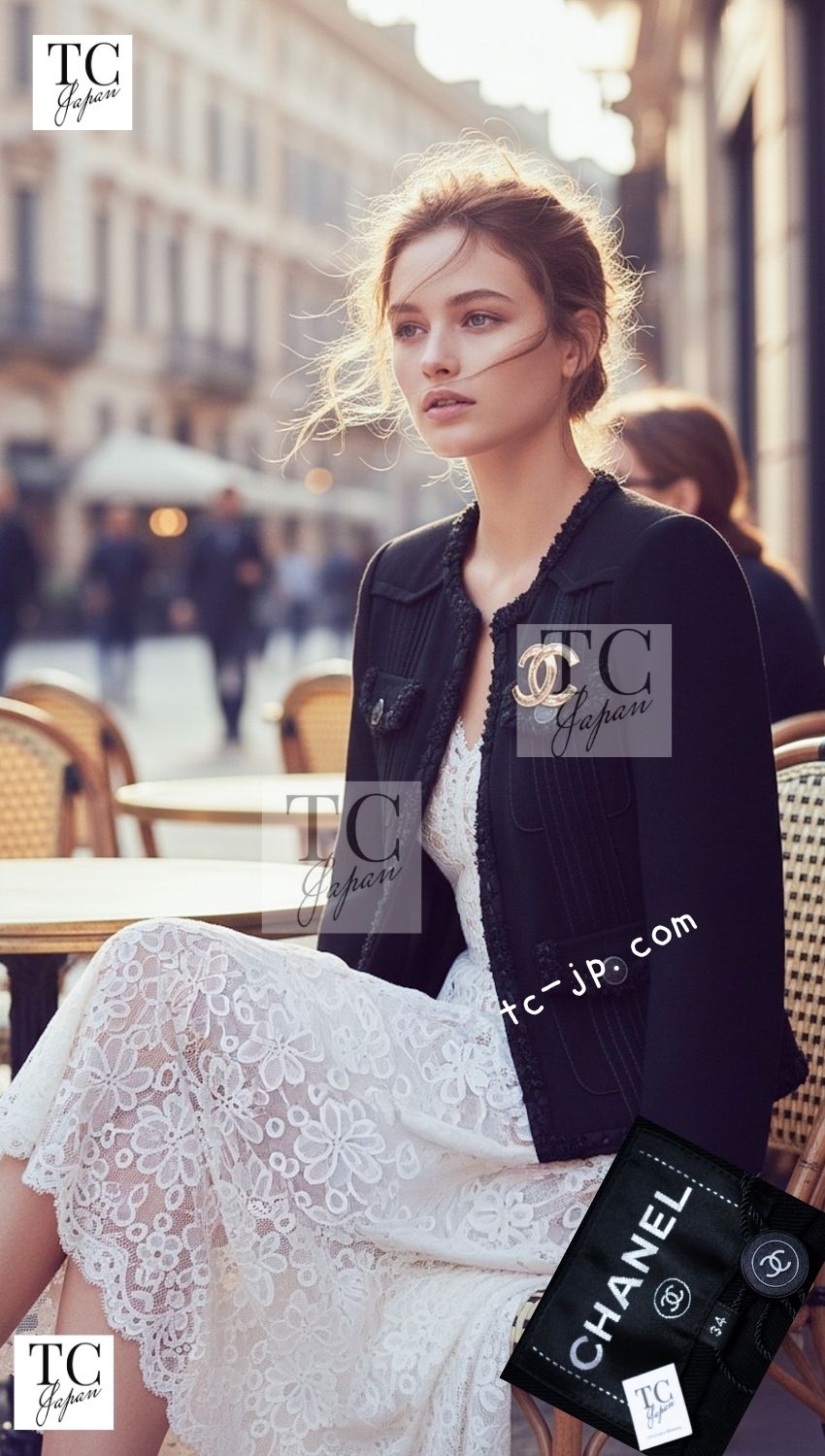 CHANEL 17C Black Cotton Denim Collarless Jacket 34 36 シャネル ブラック コットン デニム ノーカラー ジャケット 即発