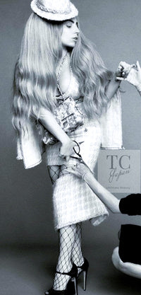 CHANEL 14A Pink White Wool Mohair Zipper Collarless Tweed Jacket 34 シャネル ピンク ホワイト ウール モヘア ジッパー ノーカラー ツイード ジャケット 即発