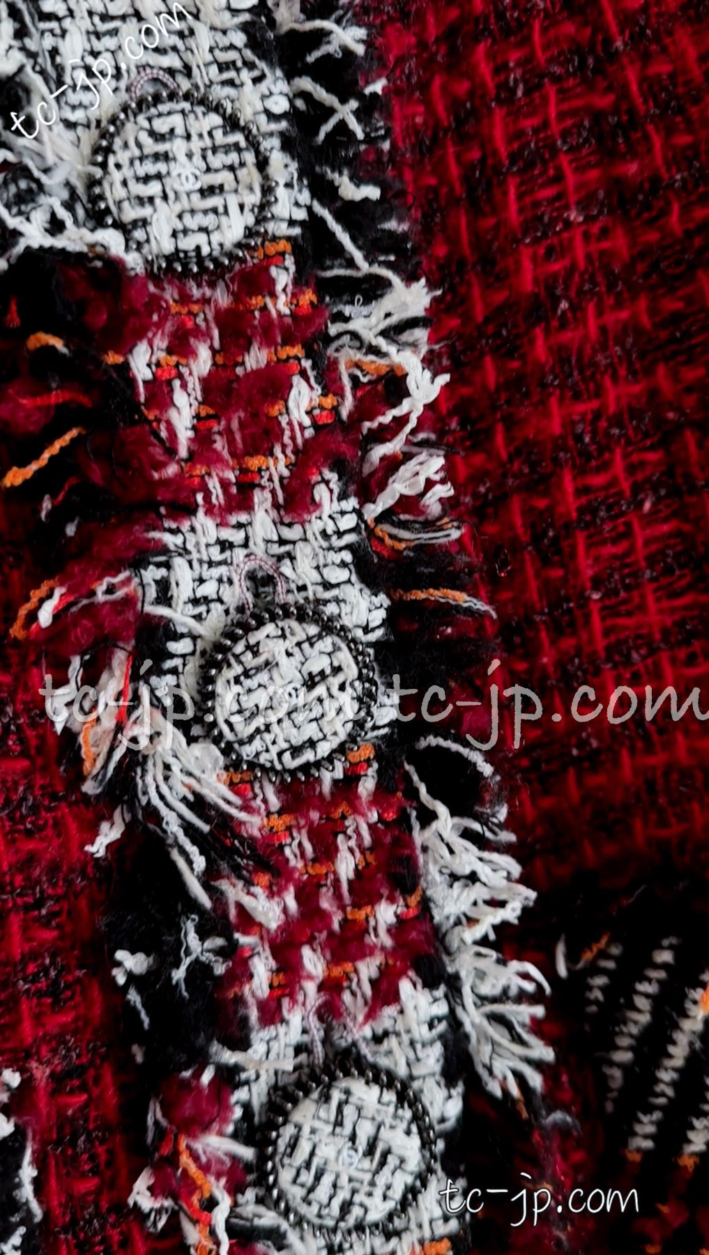 シャネル ジャケット CHANEL レッド チェック ウール ツイード 16A Red 