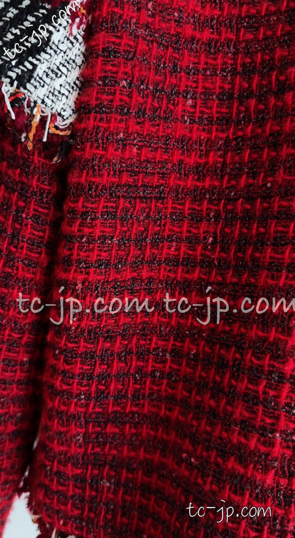 シャネル ジャケット CHANEL レッド チェック ウール ツイード 16A Red 