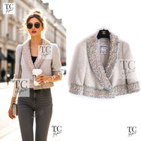 CHANEL 13C Multicolor Fringe Tweed Jacket 36 38 シャネル ベルサイユ マルチカラー フリンジ ツイード ジャケット