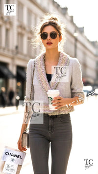 CHANEL 13C Multicolor Fringe Tweed Jacket 36 38 シャネル ベルサイユ マルチカラー フリンジ ツイード ジャケット