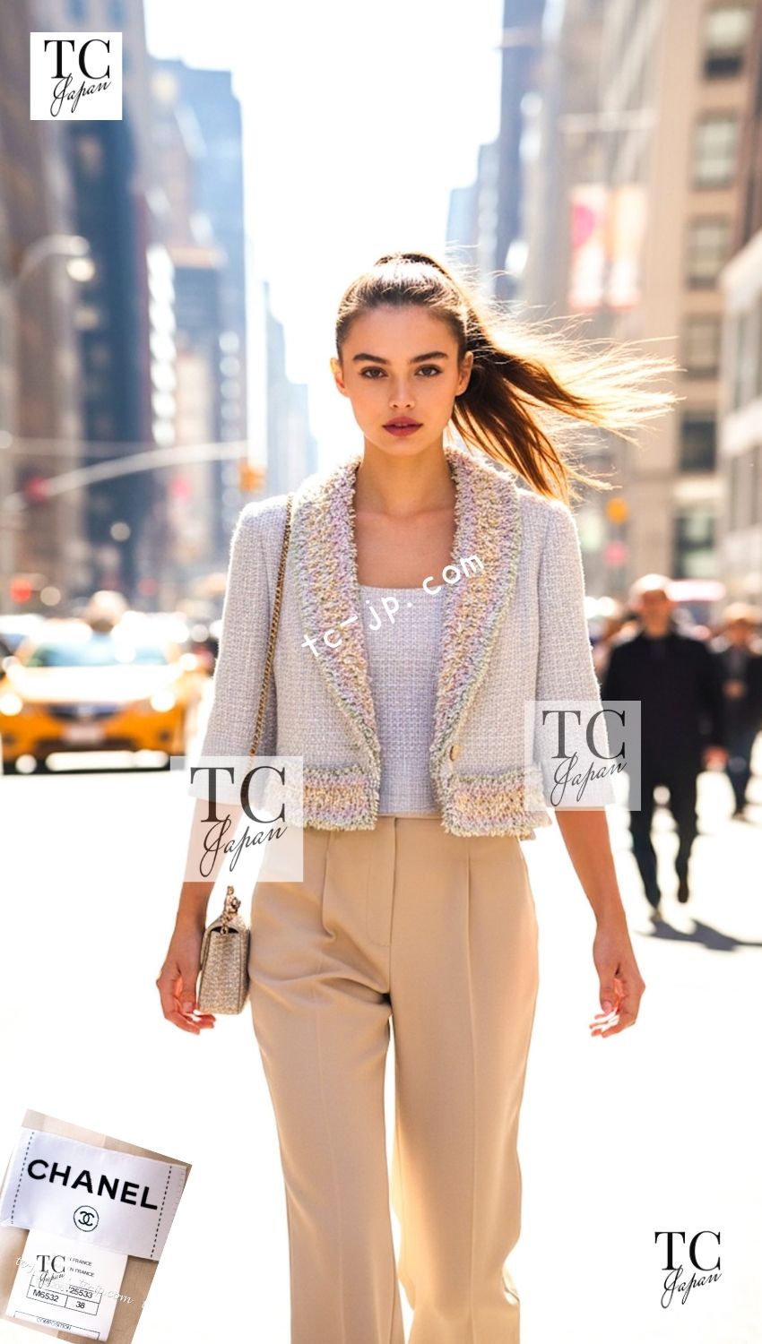 CHANEL 13C Multicolor Fringe Tweed Jacket 36 38 シャネル ベルサイユ マルチカラー フリンジ ツイード ジャケット
